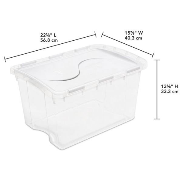 Sterilite 48 Qt Hinged Lid Storage Box, Stackable Bin with Lid, Plastic  Container to Organize Home, Office, Basement, Clear with White Lid, 6-Pack