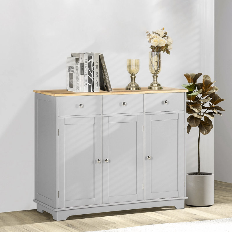 Wynnwood  39.75'' Wide 3 Drawer Sideboard, Gray/Silver