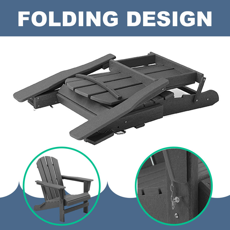 Foldable Outdoor Adirondack Chair, Gray