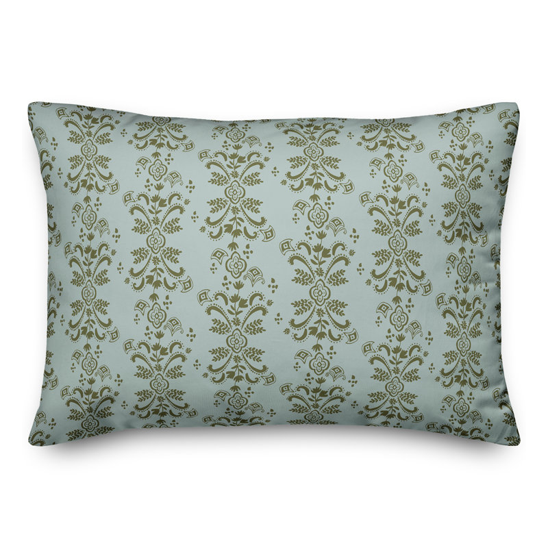 Coussin floral lombaire rectangulaire, Vert