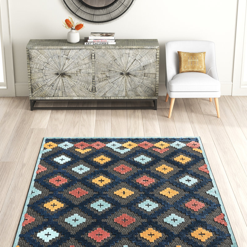 Tapis d'extérieur Haynie gris anthracite, Rectangle 9 pi x 12 pi