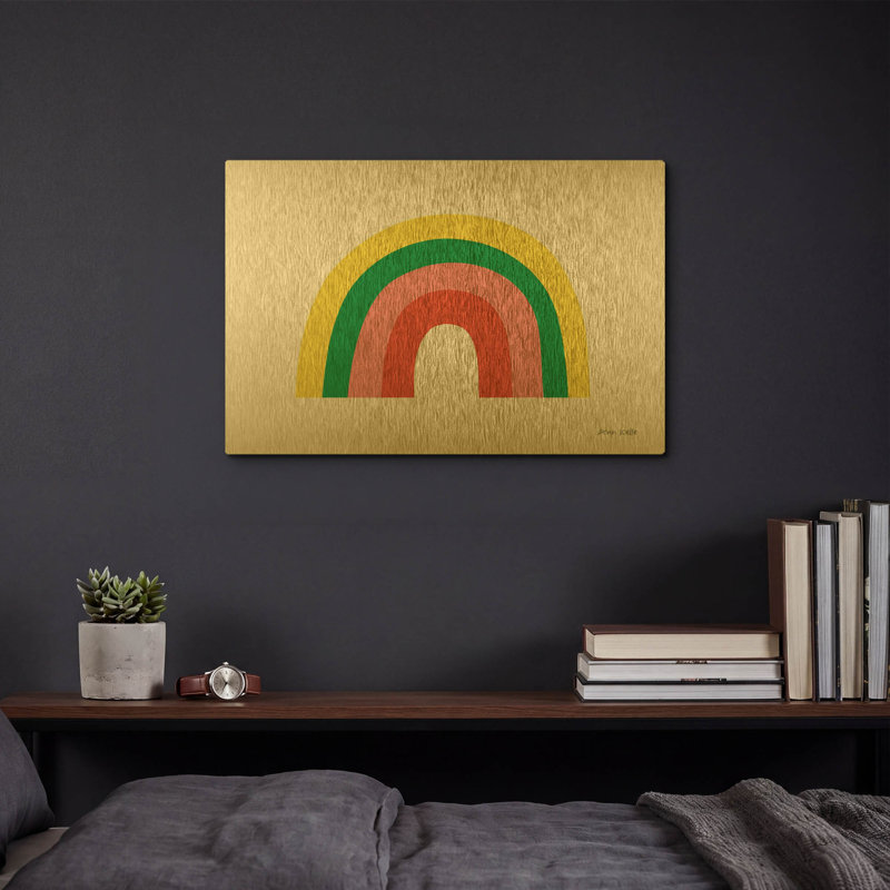 «Rainbow II» par Ann Kelle, art mural en métal doré, 16 po x 12 po, 16 po x 12 po