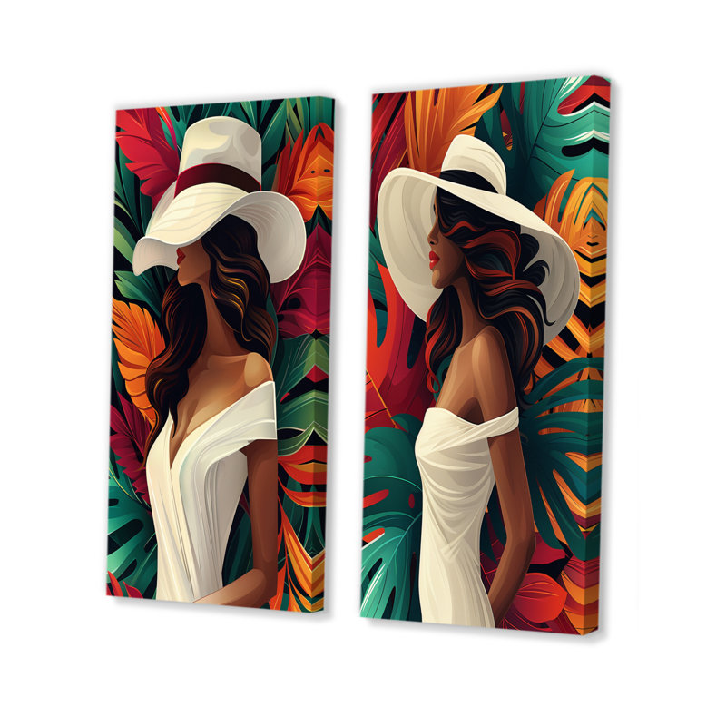 Ensemble de 2 pièces d'art mural pop art blanc et vert, H 28 po x l 24 po, Toile tendue sur cadre, Ne s’applique pas