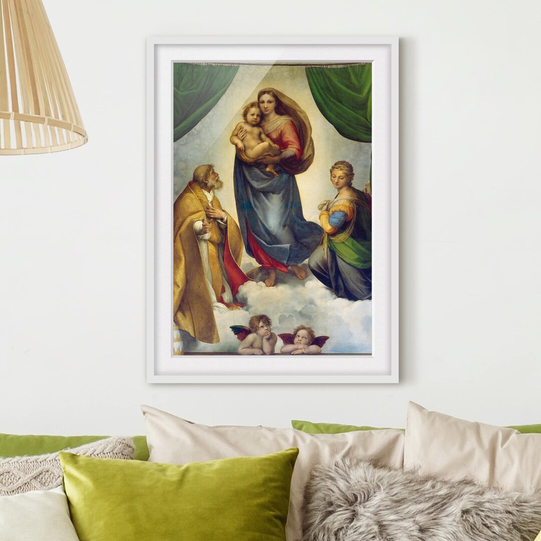 Gerahmtes Papierbild Die Sixtinische Madonna von Raffeal