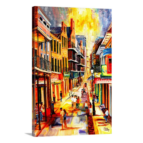 «Bourbon Street Mood» par Bebe, reproduction d'art, H 26 po x l 20 po x P 1 po, Cadre blanc