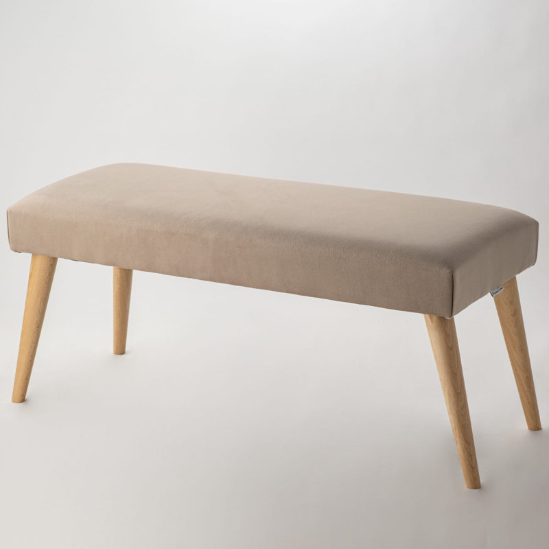 Sigourney Fabric Upholstered Bench, 40cm H x 150cm W x 40cm D, Latte