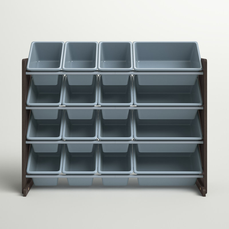 Raul Three Posts™ Toy Organizer with Bins, Espresso/Grey