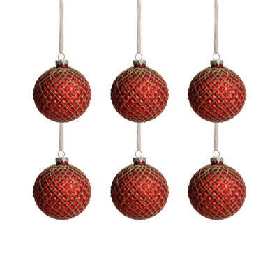 Metallic Glass Ball Christmas Ornaments, Set of 6