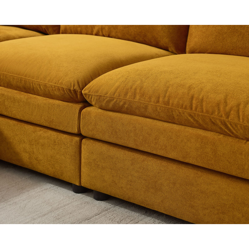  Canapé modulaire rembourré 8 pièces avec 2 repose-pieds Cann, Mélange de polyester orange