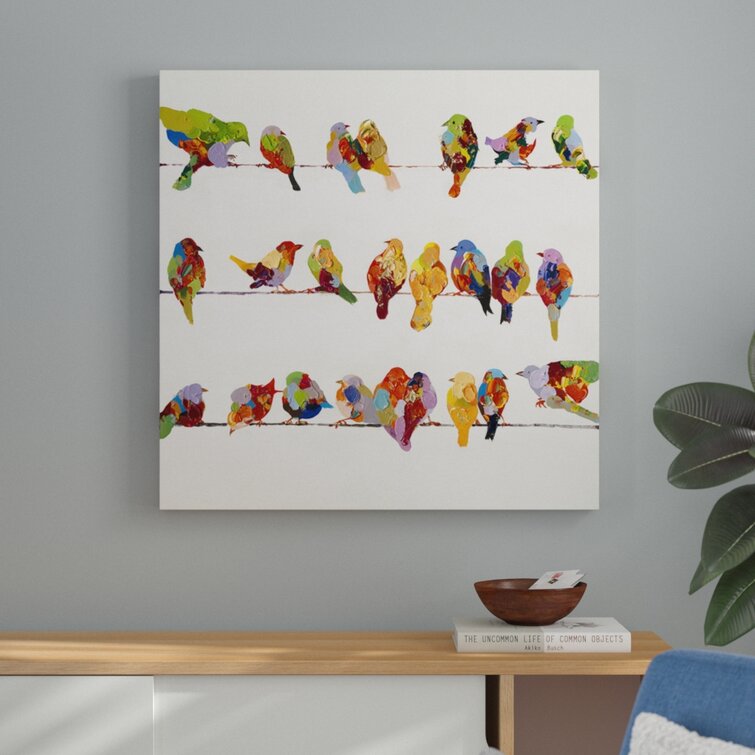 & A Reviews Designs Birds On Wayfair Canvas | Wire Painting Ebern On II