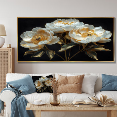 Transparent, or blanc et pivoines I - pivoines, art mural, salon