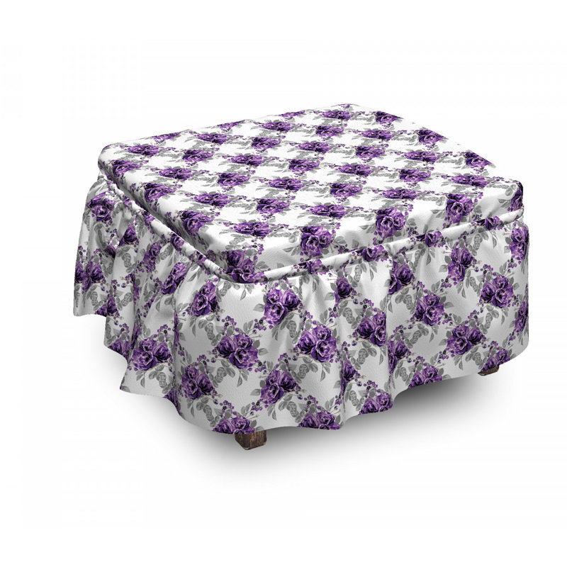 Housse pour repose-pieds rose fleuri