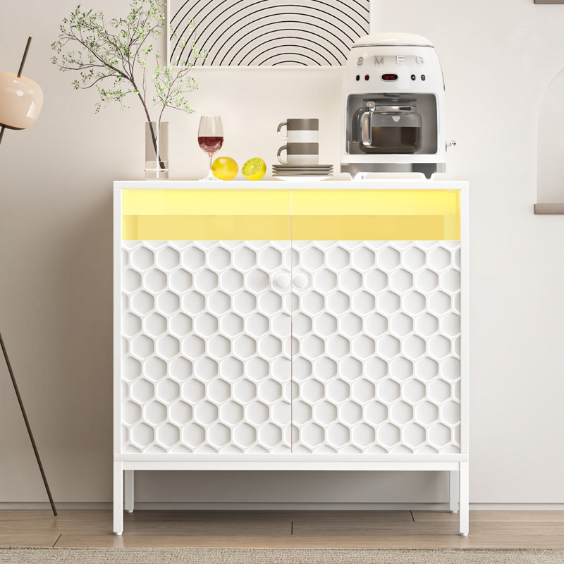 Buffet avec DEL et station de charge, Blanc