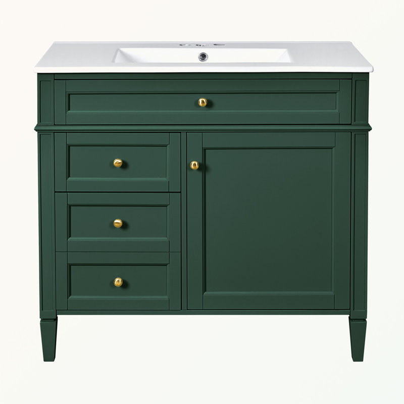 Kirac 36'' Bathroom Vanity with Top, Green