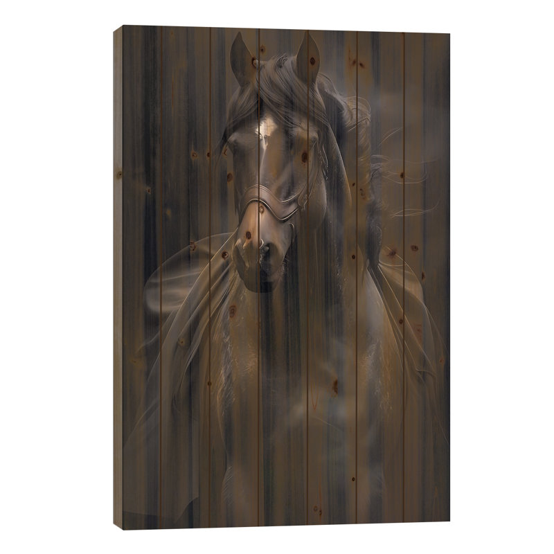 «Datto Arabian Horse On Wood» par Ievgeniia Bidiuk, reproduction, H 26 po x l 18 po x P 1,5 po