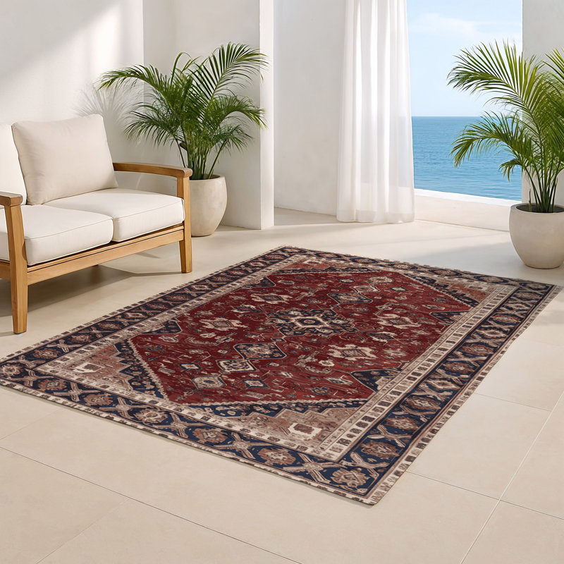 Tapis d'intérieur et d'extérieur brun Persian, Rectangle 5 pi x 7 pi