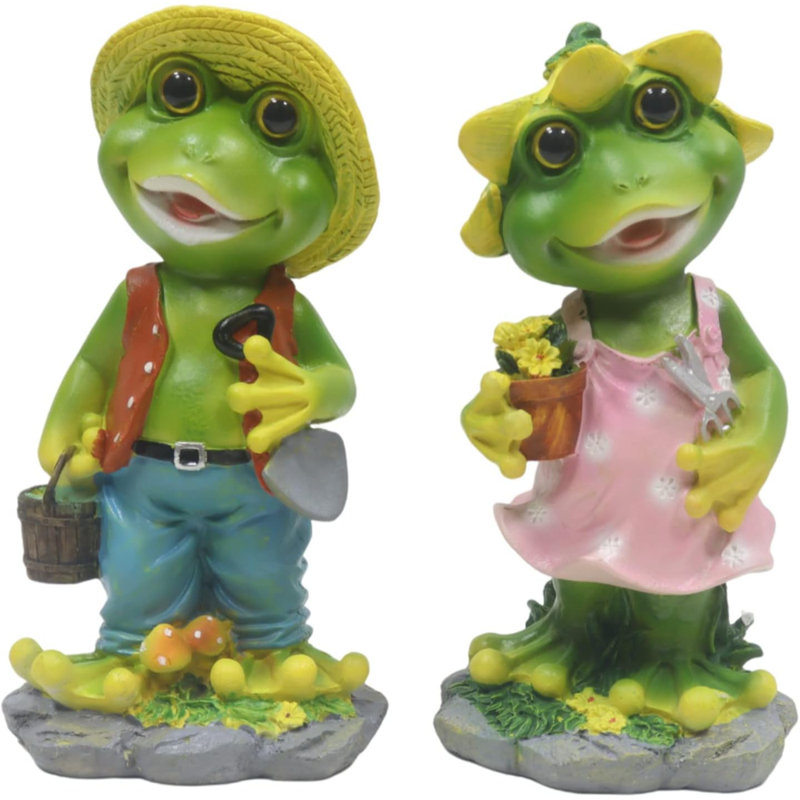 Statue de couple heureux grenouille pour patio de jardin