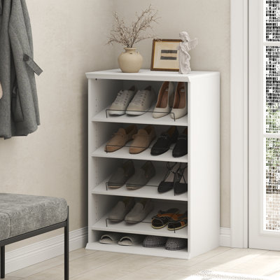 Range-chaussures Furinno Fano, range-chaussures à 4 niveaux, étagère à chaussures pour garde-robe inclinée, tablettes réglables, rangement pour chaussures empilable, 15,9 x 23,6 x 36,2 po pour garde-robe, chambre à coucher, salon, blanc