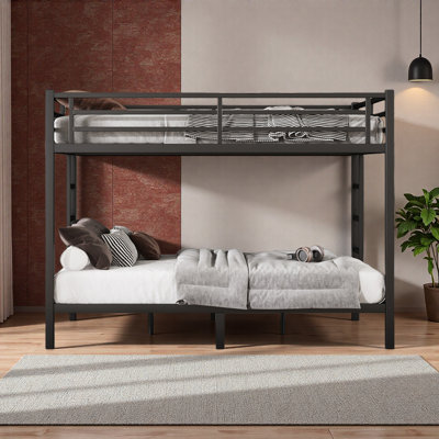 Metal Queen Over Queen Bunk Bed For Teens And Adults,Space-Saving/Noise Reduced/No Box Spring Needed