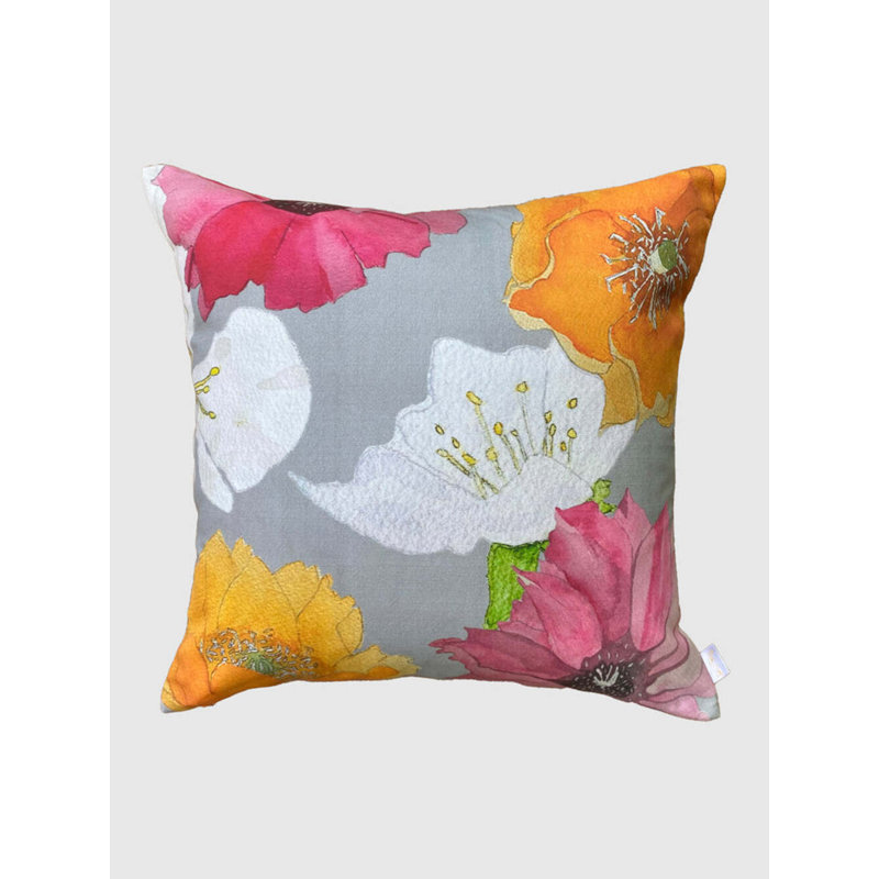 Floral Cotton Blend Reversible Throw Pillow