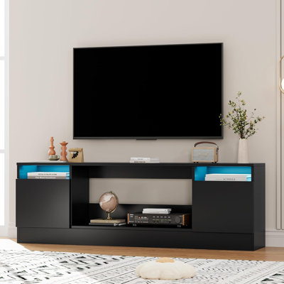 Meuble télé 70 po avec lumières DEL - Console multimédia avec rangement pour le salon et l’appartement (foyer non inclus)