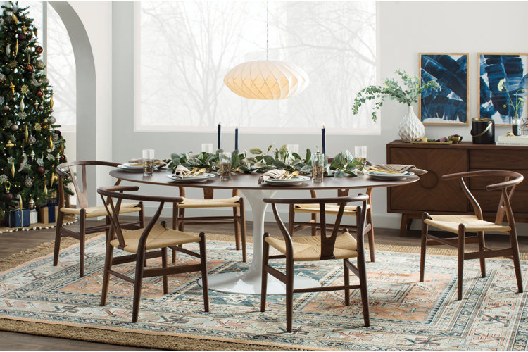 Scandinavian style dining table with Christmas decorations