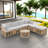 7 Pieces Outdoor Rattan Sectional Sofa Set With Six Individual Seats And A Round Coffee Table And Pillows
