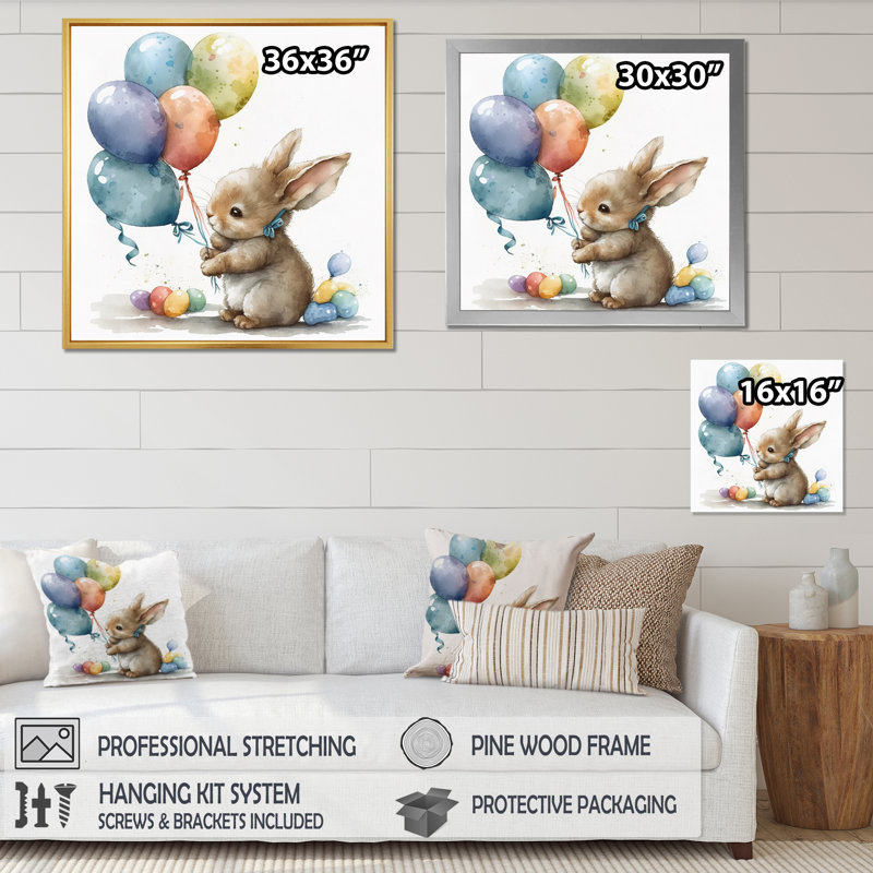 Nursery Bunny Childrens Dream - imprimé, H 30 po x l 30 po x P 1 po, Cadre photo noir