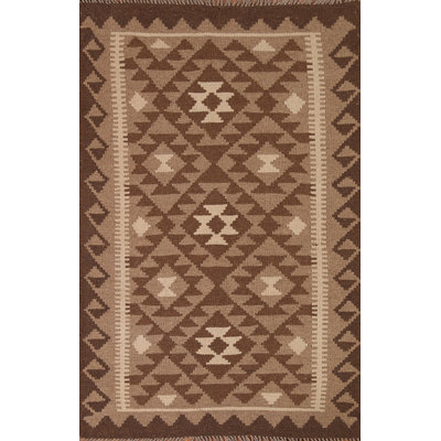 Brown Wool Kilim Oriental Area Rug 3x5