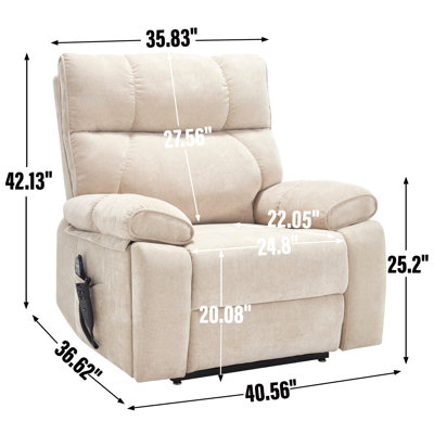 Heat Massage Dual Motor Infinite Position Up To 350 Lbs Large Electric Power Lift Recliners With Hidden Cup Holders, Power-Remote, Medium-Firm And Hea