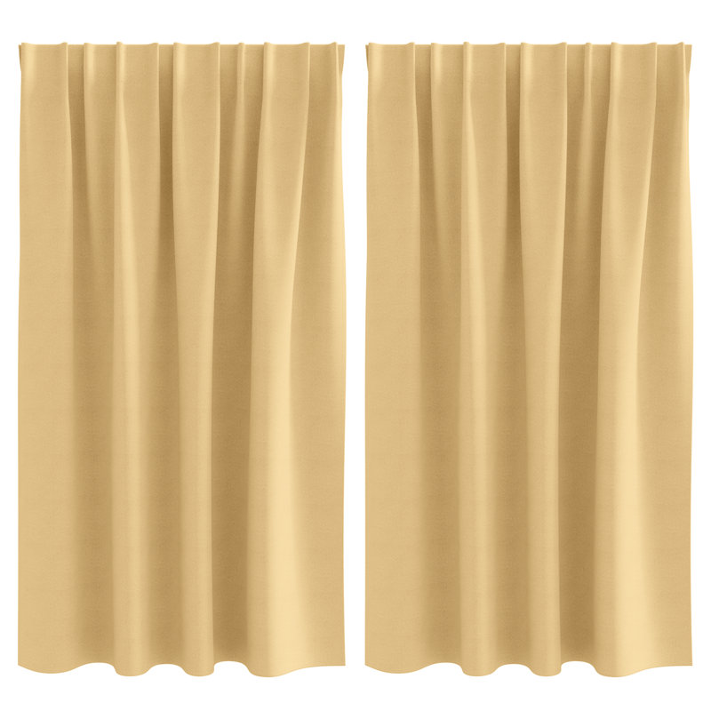 Curtains With Curtains 2 Pcs Polyester, Beige, 140cm Width x 140cm Drop