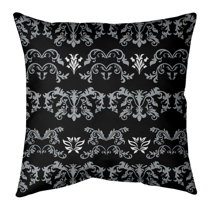 Housse de coussin Oakland Football Baroque, Noir/gris/blanc, 18" x 18", Simili daim