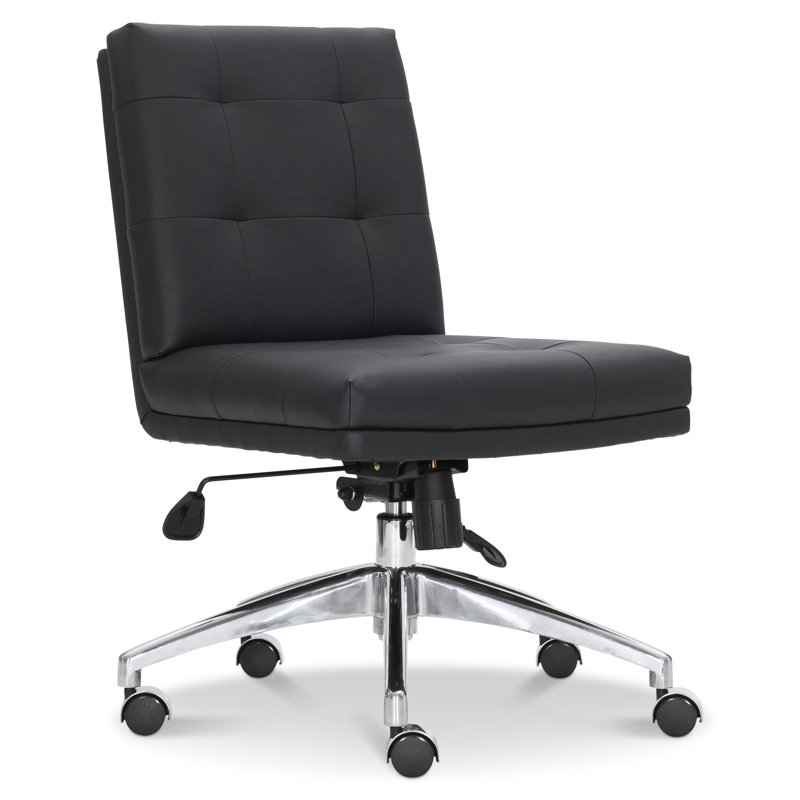 Stevenson Transitional Black Leather Swivel Task Chair