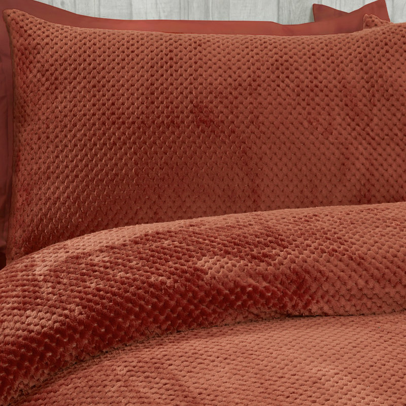 Buchanan Polyester Solid Colour Duvet Cover Set with Pillowcases Included, Super King - 2 Standard Pillowcases, Rust