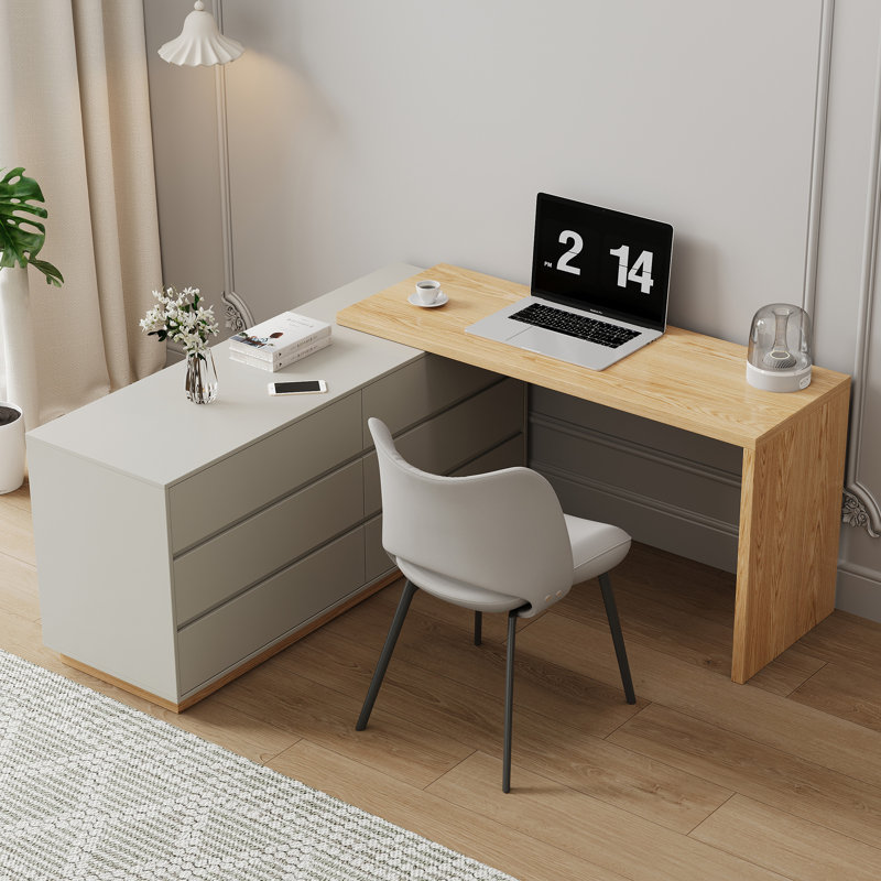 Multi-Purpose Adjustable Desk & Dressing Table | 160-250cm Extendable Top, 6 Drawers | Straight or L-Shape Setup for Living Room, Study & Bedroom