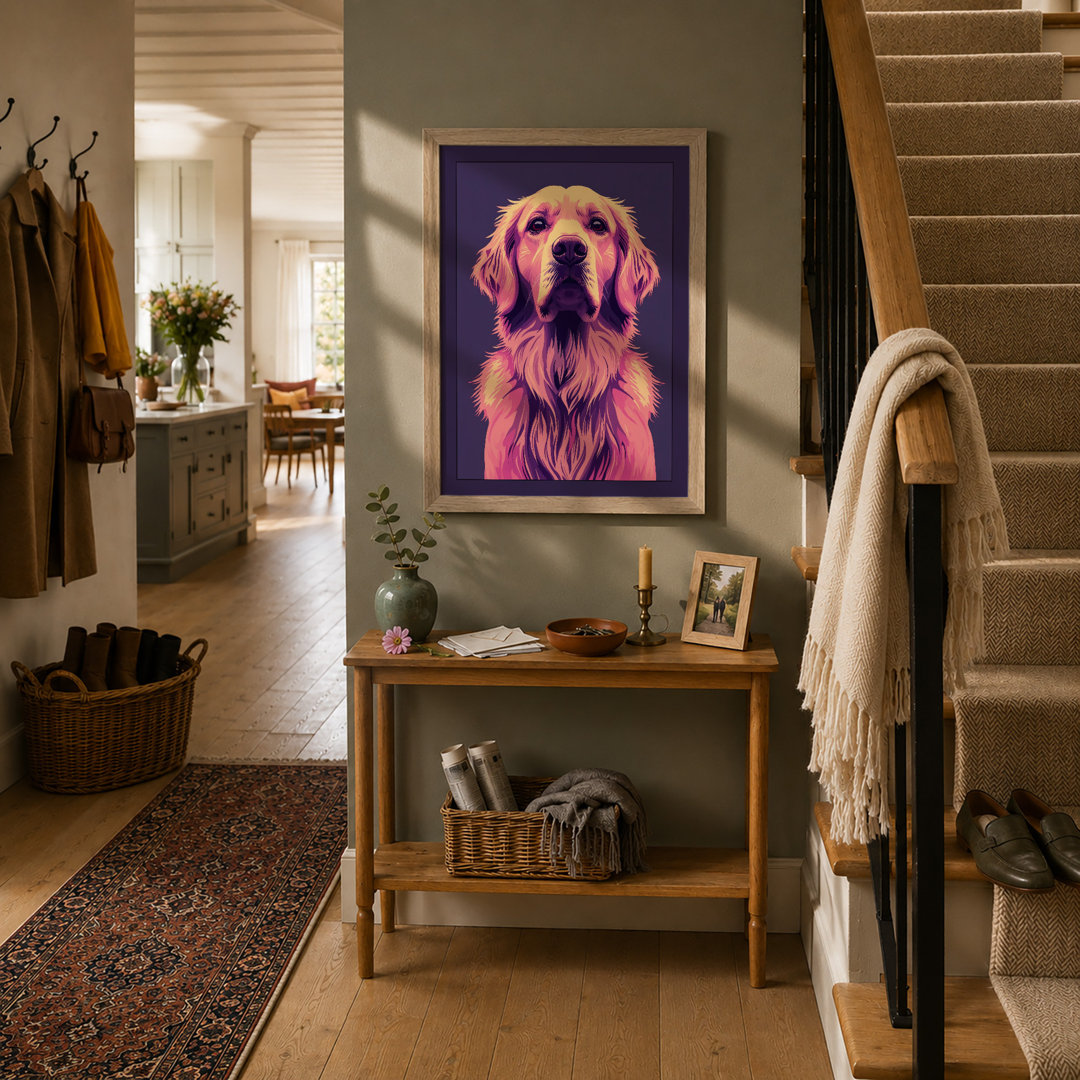 Golden Retriever Portrait Modern - Framed Print