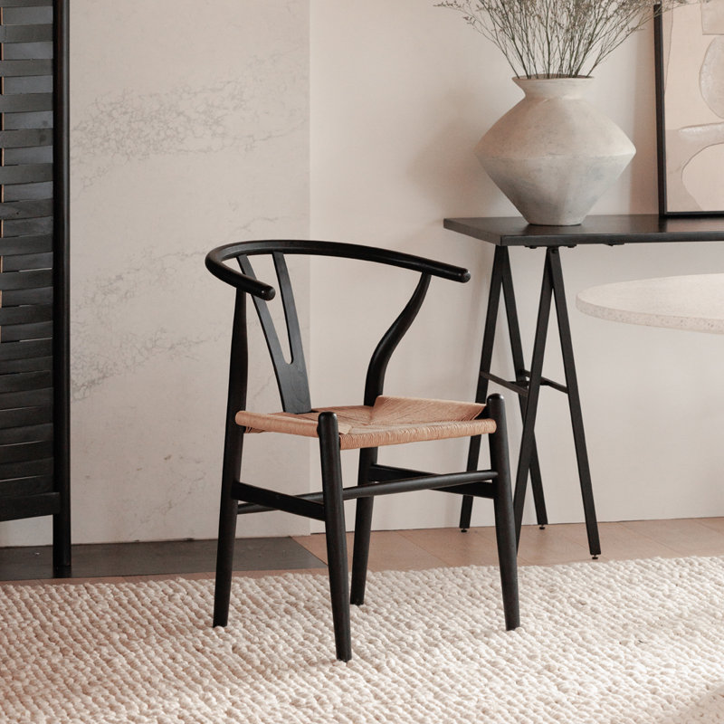 Albarado Solid Wood Side Chair, Black/Natural