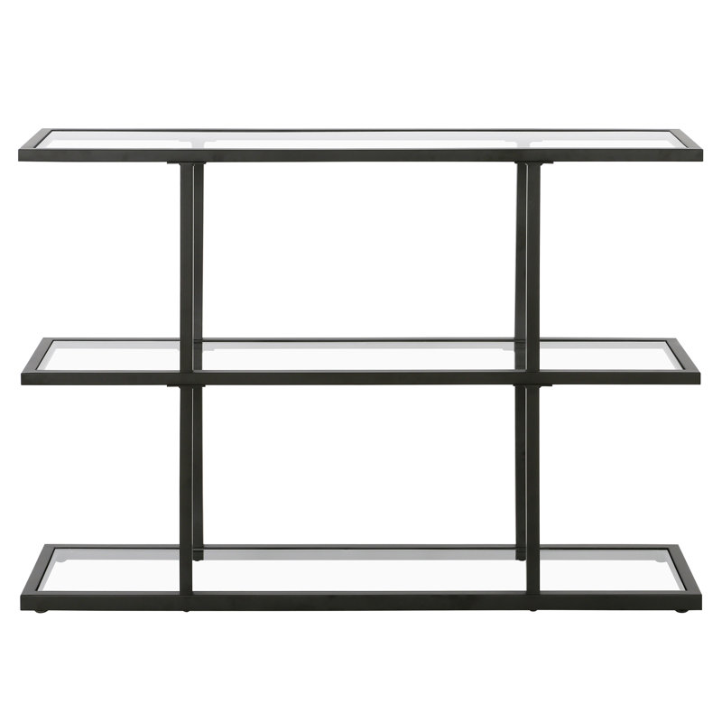 106.7cm Glass Top Console Table, Black