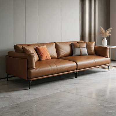 Brown Genuine Leather Modular Sofa