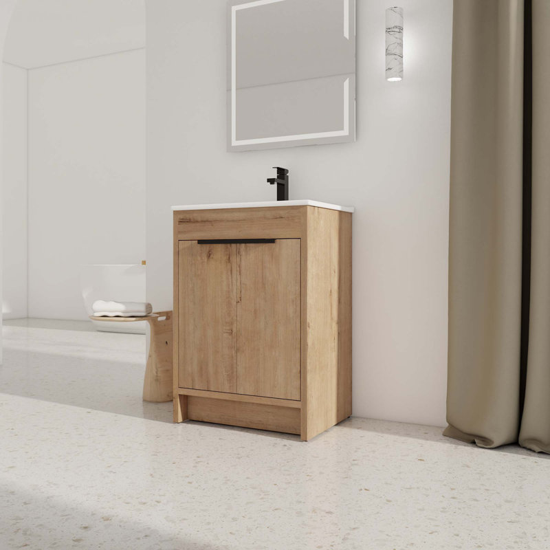 Meuble-lavabo autoportant avec lavabo en céramique