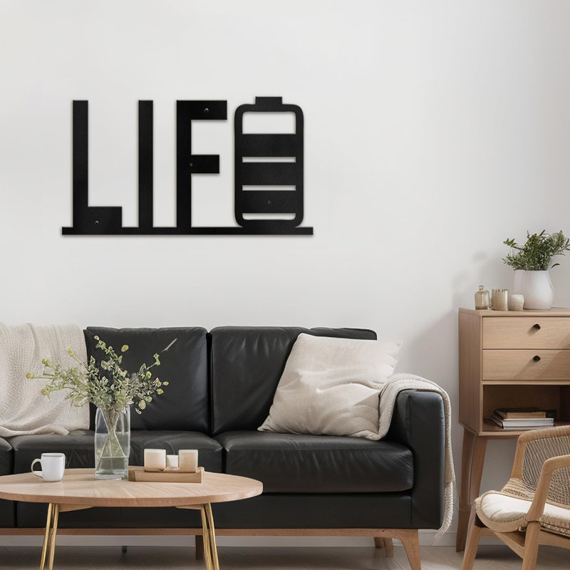 Décoration murale en métal, H 8 po x l 12 po x P 0,05 po, Noir