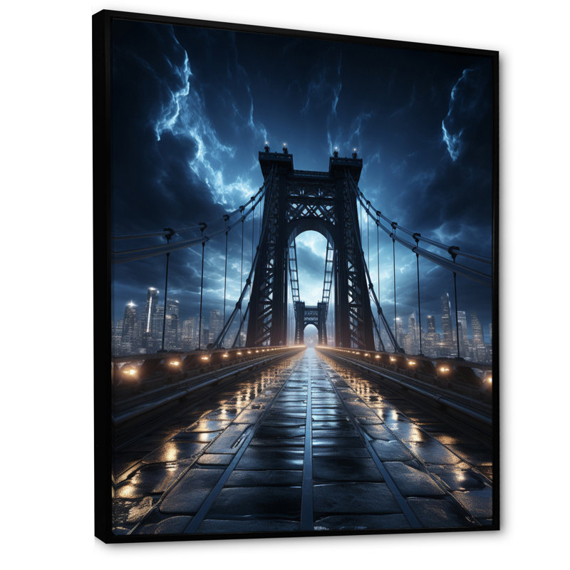 «Lavana Blue Bridge Suspension Bridge Charcoal III», reproduction sur toile, H 40 po x l 30 po x P 1,5 po