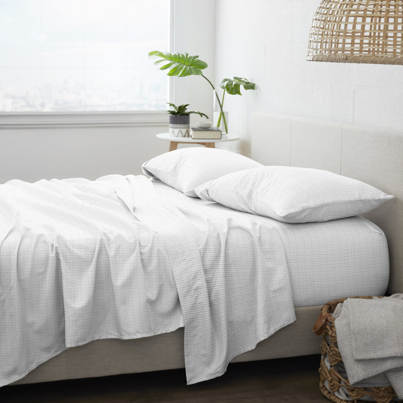 King Light Gray Cotton Polyester Microfiber Sheet Set