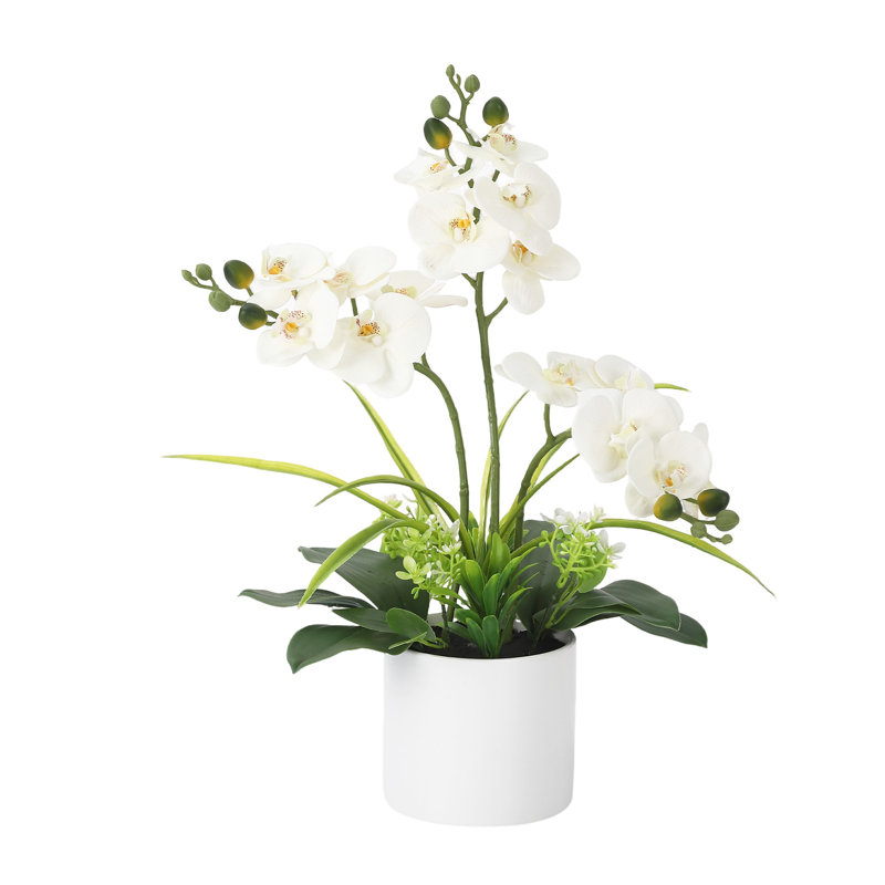 Fleurs artificielles artificielles avec vase pour centres de table, Blanc