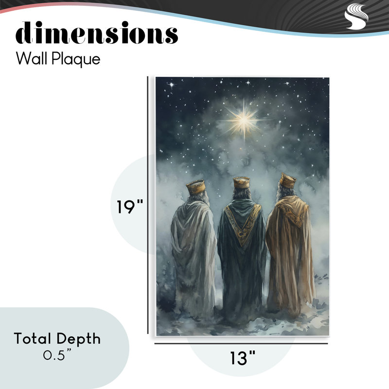 Three Wise Men & North Star, plaque murale par Petal Prints Design, H 19 po x l 13 po