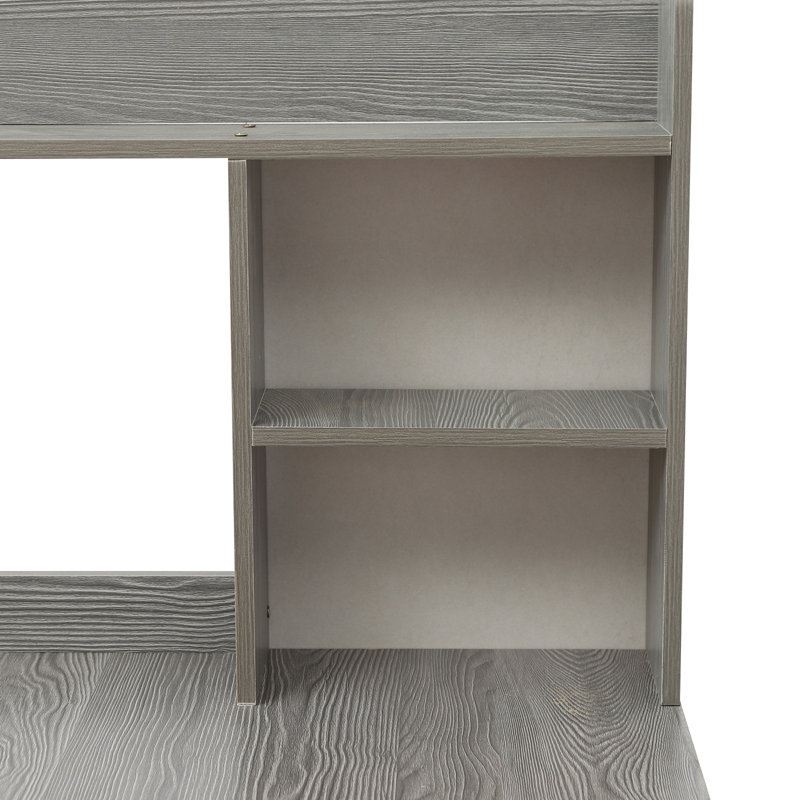 Computer Desk With Bookshelf - 39.37" X 18.9" Desktop Size, Gray