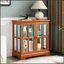 Retro Design LED Curio Display Cabinet With Adjustable Shelves And Lattice Doors For Home Decor And Organization-88034480