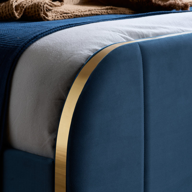 Bevens UPHOLSTERED BED BLUE, Kingsize (5')