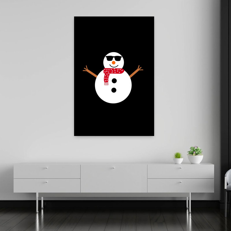 Cool Snowman Minimalist Abstract Winter Landscape Wall Art Print 1 Piece Wrapped Canvas Wall Art, 152.4cm H x 101.6cm W
