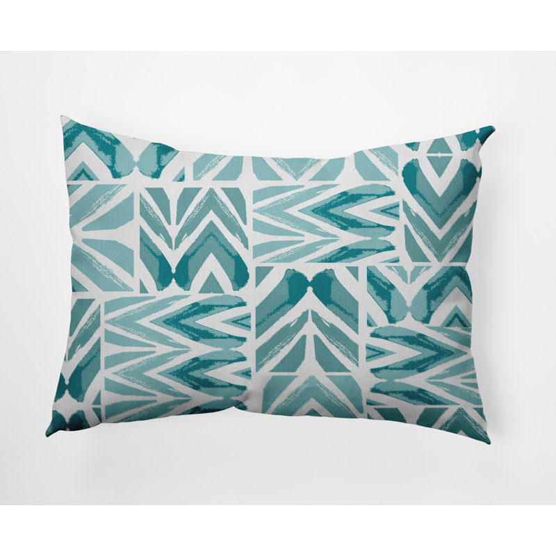 Chevron Outdoor Reversible Throw Pillow, Teal